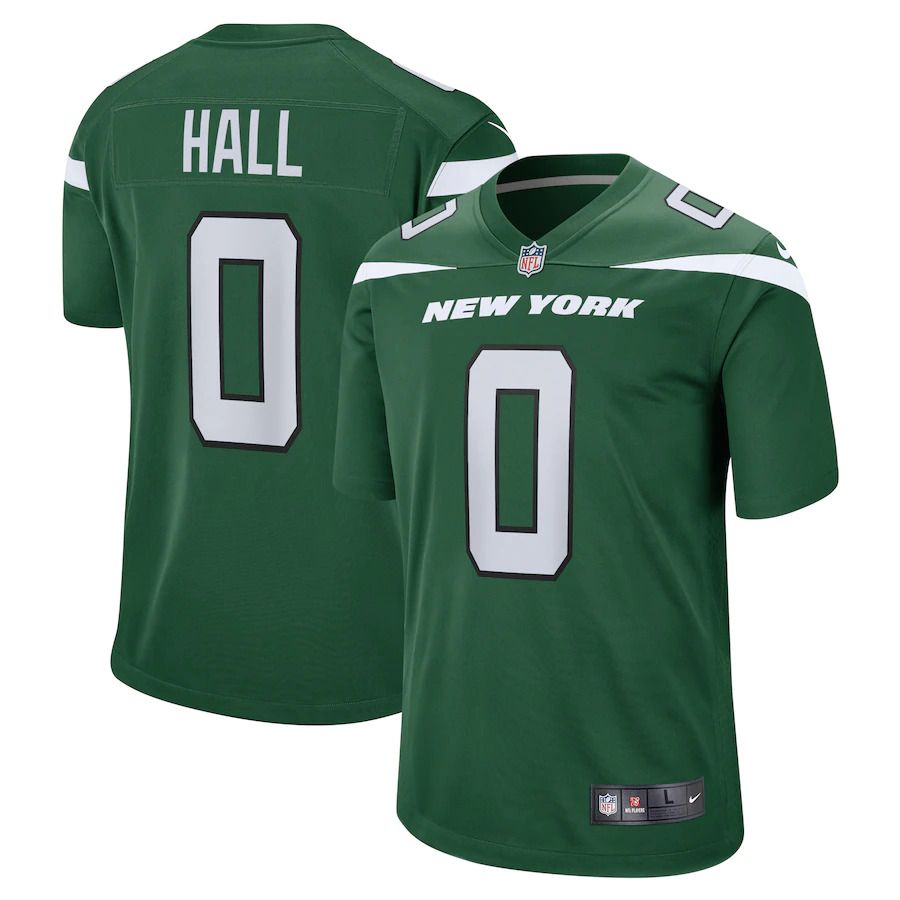 Men New York Jets 0 Breece Hall Nike Gotham Green 2022 NFL Draft Pick Player Game Jersey